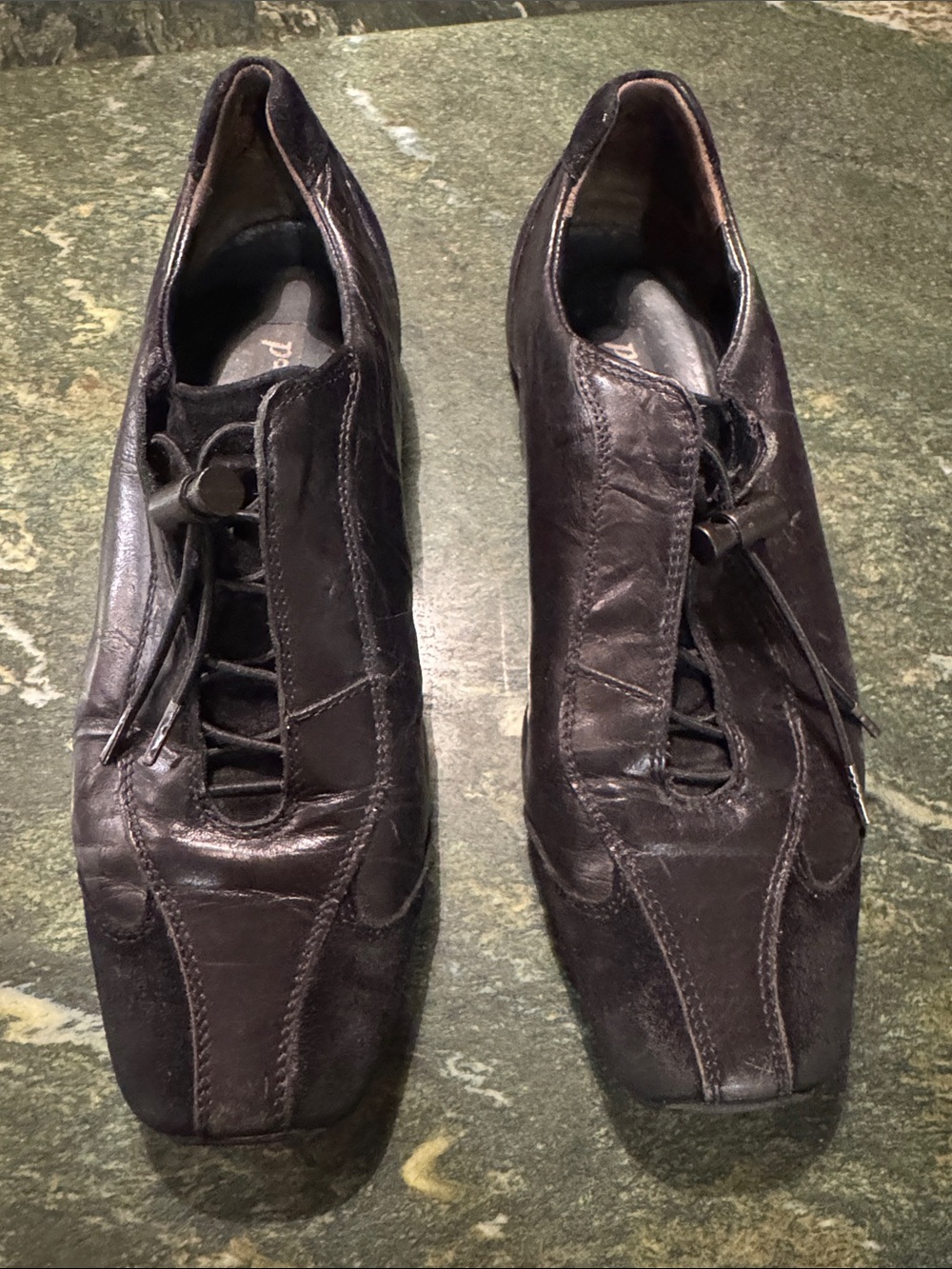 Paul Green Women’s Black Leather Casual Lace-Up Shoes